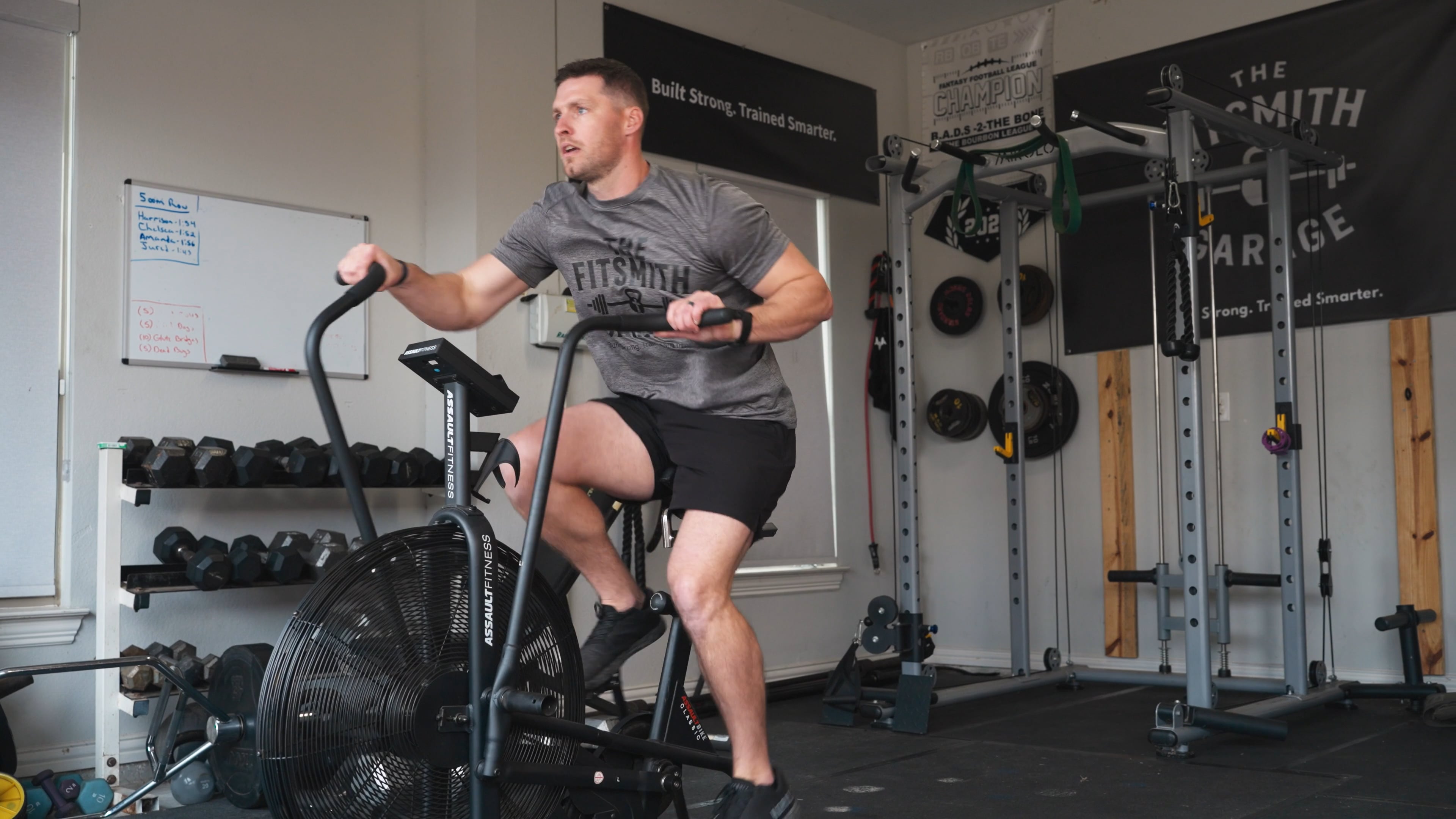Conditioning work on the assault bike at FitSmith Garage